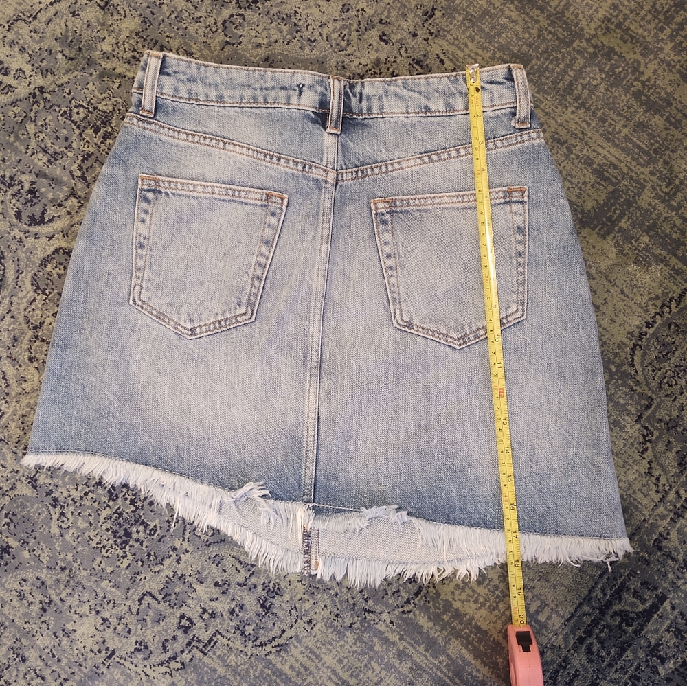 Zara Basic 1975 Denim Embellished Asymmetrical Mi… - image 2